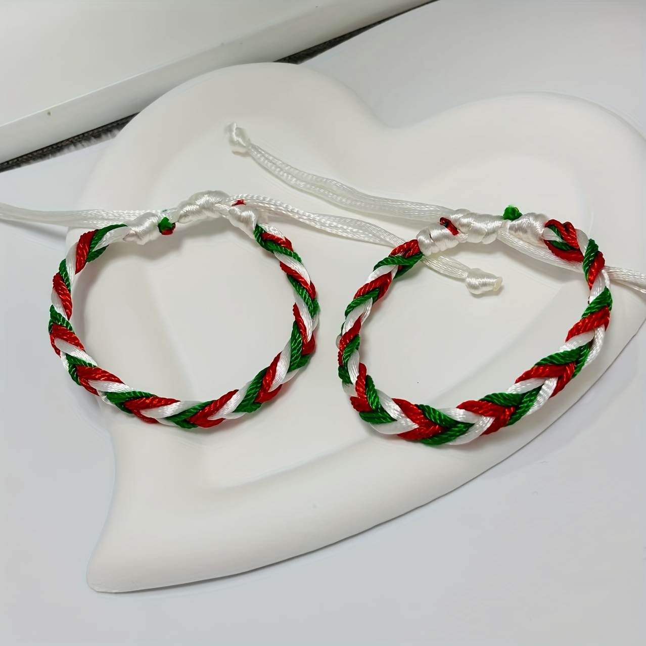 Red Green Rope Bracelet with Tassel